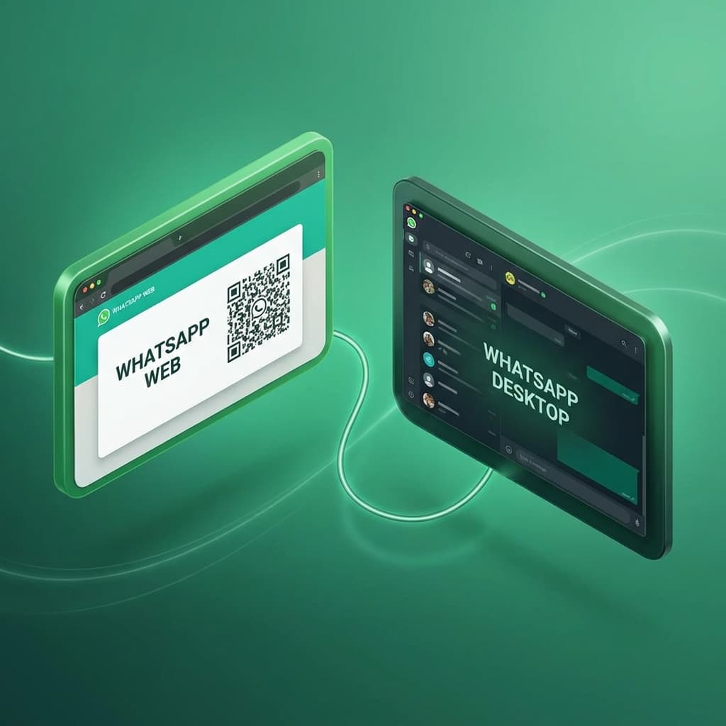 WhatsApp Desktop and Web selection feature with toggle switch and platform icons for shopify whatsapp chat app.